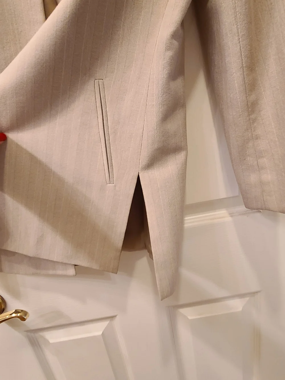Dior Beige Pinstripe Coat with Gold Buttons